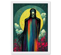 Doppelganger33 LTD Death Tarot Card Skull Full Moon Illustration Artwork Framed Wall Art Print A4