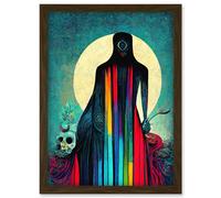 Doppelganger33 LTD Death Tarot Card Skull Rainbow Illustration Artwork Framed Wall Art Print A4