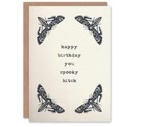 Artery8 Deaths Heads Hawkmoth Moth Vintage Style Drawing Birthday Card