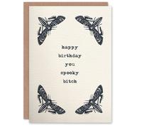 Artery8 Deaths Heads Hawkmoth Moth Vintage Style Drawing Birthday Card