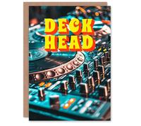Artery8 Deck Head DJ Console Vinyl Record Mixing Funny For Him Man Birthday Personalised Card
