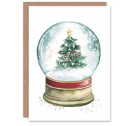 Artery8 Decorated Pine Tree Snow Globe Christmas Fun Gift Festive Xmas Card in White Artery8 White