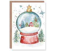 Artery8 Decorated Tree Cabin Snow Globe Christmas Fun Gift Festive Xmas Card in White Artery8 White