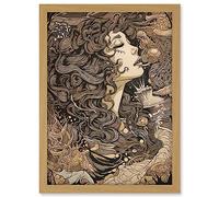 Artery8 Deep Breath In Conceptual Art Woman Illustration Artwork Framed A3 Wall Art Print