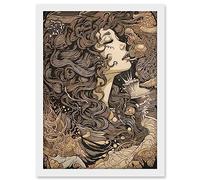Artery8 Deep Breath In Conceptual Art Woman Illustration Artwork Framed A3 Wall Art Print
