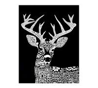 Artery8 Deer Black White Tribal Pattern Stag Design Living Room Large Wall Art Poster Print Thick Paper 18X24 Inch