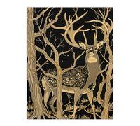 Artery8 Deer Forest Tree Tan Brown Landscape Wall Art Print | Size: W12" x H16" Artery8 Brown W12" x H16"