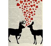 Artery8 Deer In Love Upcycle Style Dictionary Large Wall Art Poster Print Thick Paper 18X24 Inch