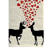 Artery8 Deer In Love Upcycle Style Dictionary Unframed Wall Art Print Poster Home Decor Premium