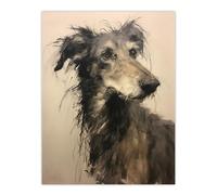 Artery8 Deerhound Black And White Portrait Serene Elegant Charcoal Drawing Extra Large XL Wall Art Poster Print
