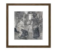 Artery8 Degas Portrait Mary Lydia Cassatt Etching 8X8 Inch Square Wooden Framed Wall Art Print Picture with Mount in Brown Artery8 Brown