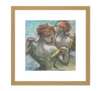 Artery8 Degas Two Dancers Half-Length Pastel Drawing 8X8 Inch Square Wooden Framed Wall Art Print Picture with Mount in Light Oak Artery8 Light Oak