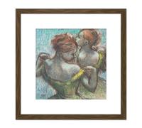 Artery8 Degas Two Dancers Half-Length Pastel Drawing 8X8 Inch Square Wooden Framed Wall Art Print Picture with Mount in Brown Artery8 Brown