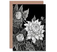 Artery8 Delicate Dahlia Flower Blooms Floral Wife Her Mum Sister Daughter Mom Gran Nan Birthday Thank You Get Well Soon Mothers Day Blank Art Greeting Card