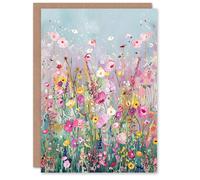 Artery8 Delicate Wildflower Field Floral Painting Greeting Birthday Card Him Her All Blank