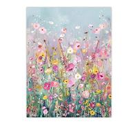 Delicate Wildflower Field Floral Painting Wall Art Print Artery8 Multi W18 inch x H24 inch