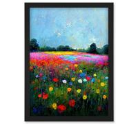Doppelganger33 LTD Delicate Wildflower Meadow Abstract Colourful Modern Artwork Framed Wall Art Print A4