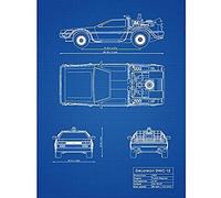 Artery8 DeLorean DMC-13 Future Time Travel Car Blueprint Plan Unframed Wall Art Print Poster Home Decor Premium