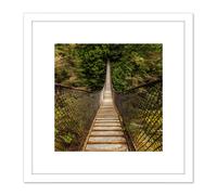 Artery8 Delso Lynn Canyon Suspension Bridge Canada Photo 8X8 Inch Square Wooden Framed Wall Art Print Picture with Mount in White Artery8 White
