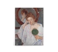 Artery8 Denise at Her Dressing Table Cassatt Vintage Canvas Wall Art in Green | Size: W18" x H24" Artery8 Green W18" x H24"