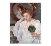 Artery8 Denise at Her Dressing Table Cassatt Vintage Wall Art Print Poster in Green | Size: W24" x H32" Artery8 Green W24" x H32"