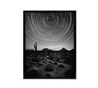 Artery8 Desert Landscape Star Trail Time Lapse Sky Framed Canvas Wall Art Print in Grey | Size: W12" x H16" Artery8 Grey W12" x H16"