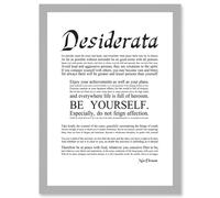 Artery8 Desiderata Ehrmann Go Placidly Amid Yourself Quote A4 Artwork Framed Wall Art Print in Light Grey Artery8 Light Grey
