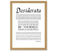 Desiderata Ehrmann Go Placidly Amid Yourself Quote A4 Artwork Framed Wall Art Print Artery8 Light Oak One Size