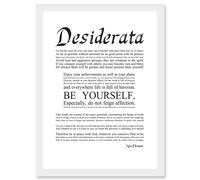 Desiderata Ehrmann Go Placidly Amid Yourself Quote A4 Artwork Framed Wall Art Print Artery8 White One Size