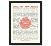 Artery8 Desiderata Mandala Max Ehrmann Typography Inspiration A4 Artwork Framed Wall Art Print in Black Artery8 Black
