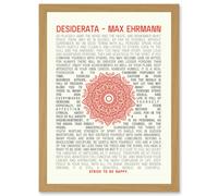 Desiderata Mandala Max Ehrmann Typography Inspiration A4 Artwork Framed Wall Art Print Artery8 Light Oak One Size