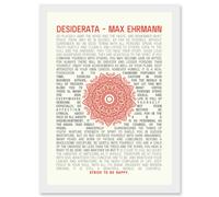 Desiderata Mandala Max Ehrmann Typography Inspiration A4 Artwork Framed Wall Art Print Artery8 White One Size