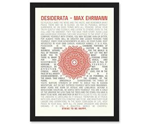 Artery8 Desiderata Mandala Max Ehrmann Typography Inspiration Artwork Framed A3 Wall Art Print