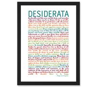 Artery8 Desiderata Rainbow Words Max Ehrmann Typography Inspiration A4 Artwork Framed Wall Art Print in Black Artery8 Black
