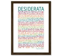 Artery8 Desiderata Rainbow Words Max Ehrmann Typography Inspiration A4 Artwork Framed Wall Art Print in Brown Artery8 Brown