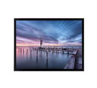 Artery8 Desousa Lake Neusiedl Austria Sunset Framed Canvas Wall Art Print in Blue | Size: W24" x H32" Artery8 Blue W24" x H32"