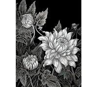 Artery8 Detailed Black and White Dahlia Flower Blooms Extra Large XL Wall Art Poster Print