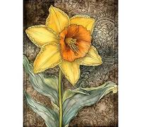 Artery8 Detailed Daffodil Flower Watercolour Art Nouveau Extra Large XL Wall Art Poster Print