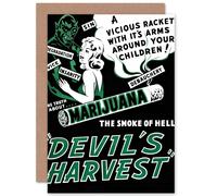 Artery8 Devil'S Harvest Marijuana Greetings Card in Black Artery8 Black