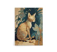 Artery8 Devon Rex Cat With Floral Pattern Fur Canvas Wall Art Print | Size: W24" x H32" Artery8 Multicolor W24" x H32"