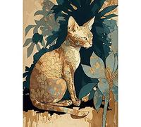 Artery8 Devon Rex Cat with Flower Pattern Fur Modern Illustration Large Wall Art Poster Print Thick Paper 18X24 Inch