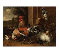 Artery8 D'Hondecoeter Poultry Yard Premium Wall Art Canvas Print 18X24 Inch