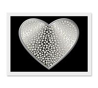 Artery8 Diamond Heart Silver Bling Art A4 Artwork Framed Wall Art Print