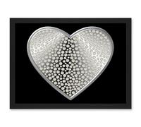 Artery8 Diamond Heart Silver Bling Art A4 Artwork Framed Wall Art Print in Black Artery8 Black