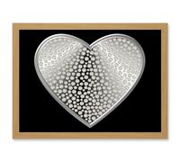 Artery8 Diamond Heart Silver Bling Art A4 Artwork Framed Wall Art Print in Light Oak Artery8 Light Oak
