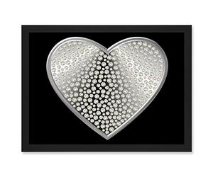 Artery8 Diamond Heart Silver Bling Art Artwork Framed A3 Wall Art Print
