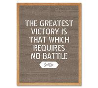 Artery8 Dictionary Inspiring Quote Sun Tzu Greatest Victory No Battle Art Print Framed Poster Wall Decor 12x16 inch
