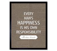 Artery8 Dictionary Page Quote Abraham Lincoln Happiness Responsibility Artwork Framed Wall Art Print 9X7 Inch