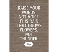 Artery8 Dictionary Quote Rumi Rain Grows Flowers Not Thunder Large Wall Art Poster Print Thick Paper 18X24 Inch