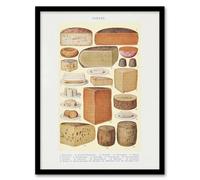 Artery8 Different Types of Cheese Mrs Beeton Framed Wall Art Print in Beige | Size: A4 Artery8 Beige A4